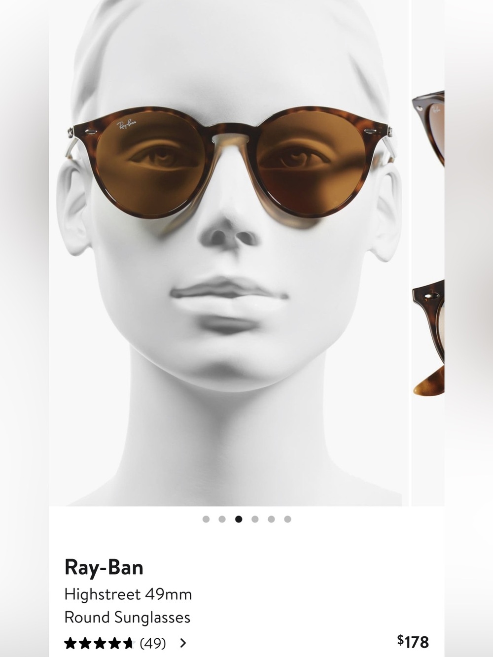 Ray-Ban Highstreet 49mm round Sunglasses - Picture 1 of 6